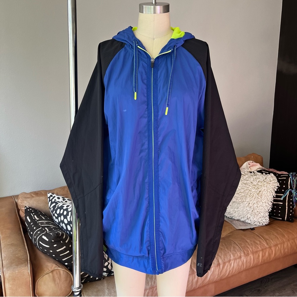 Russell Athletic Windbreaker - cobalt blue and neon yellow. Size XL